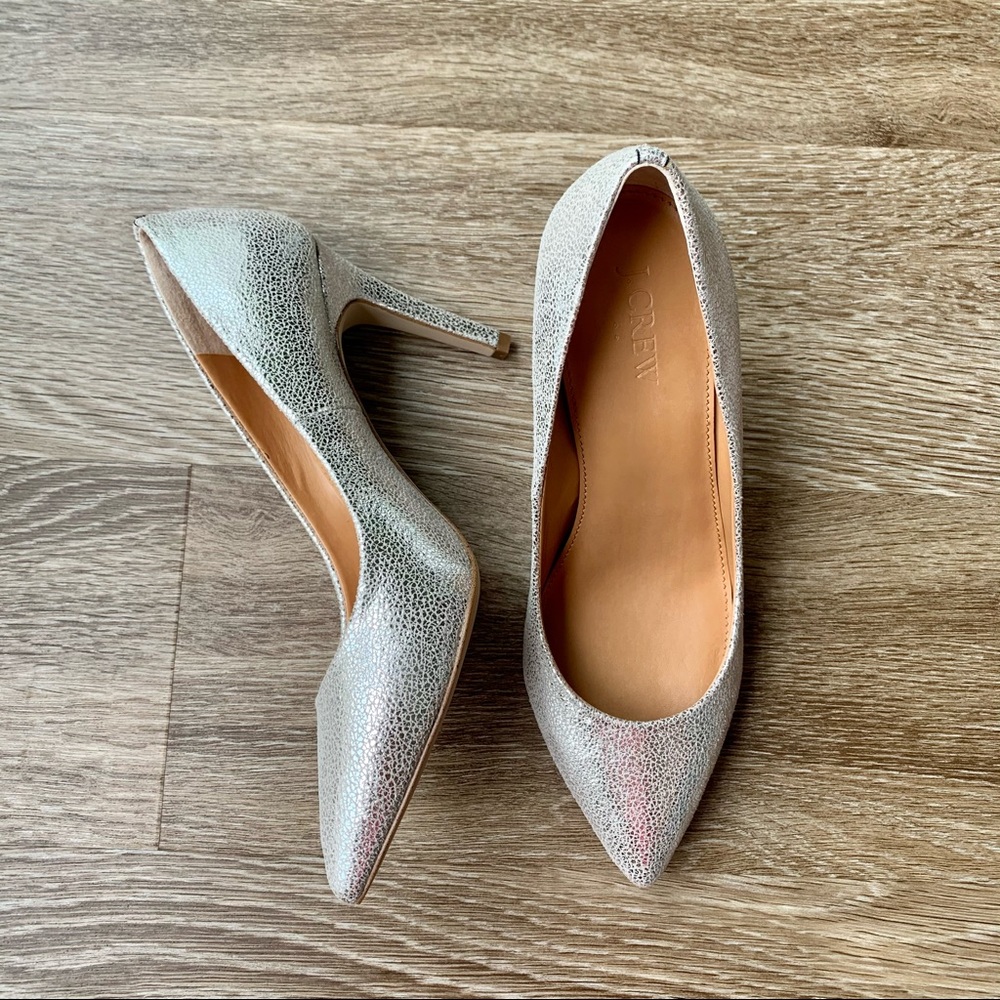 NEW J. Crew Isabelle Silver Crackle Heels
